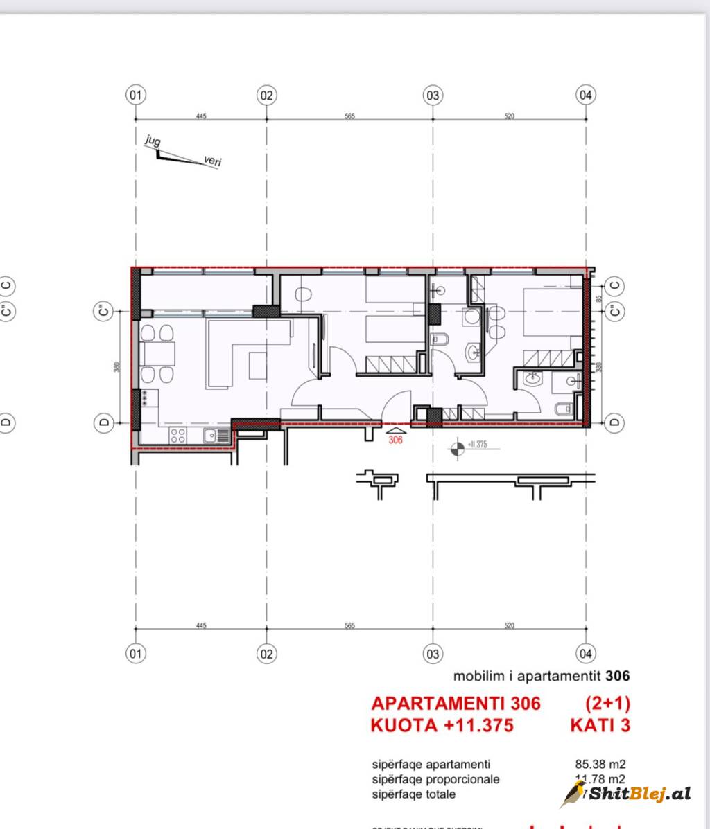  APARTAMENT 2+1 NE QENDER 243.000 EURO